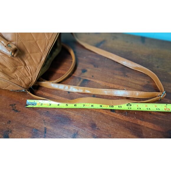 Women's Quilt Pattern Soft Faux Leather Tan Tote Shoulder Bag Handbag Purse - Picture 8 of 8